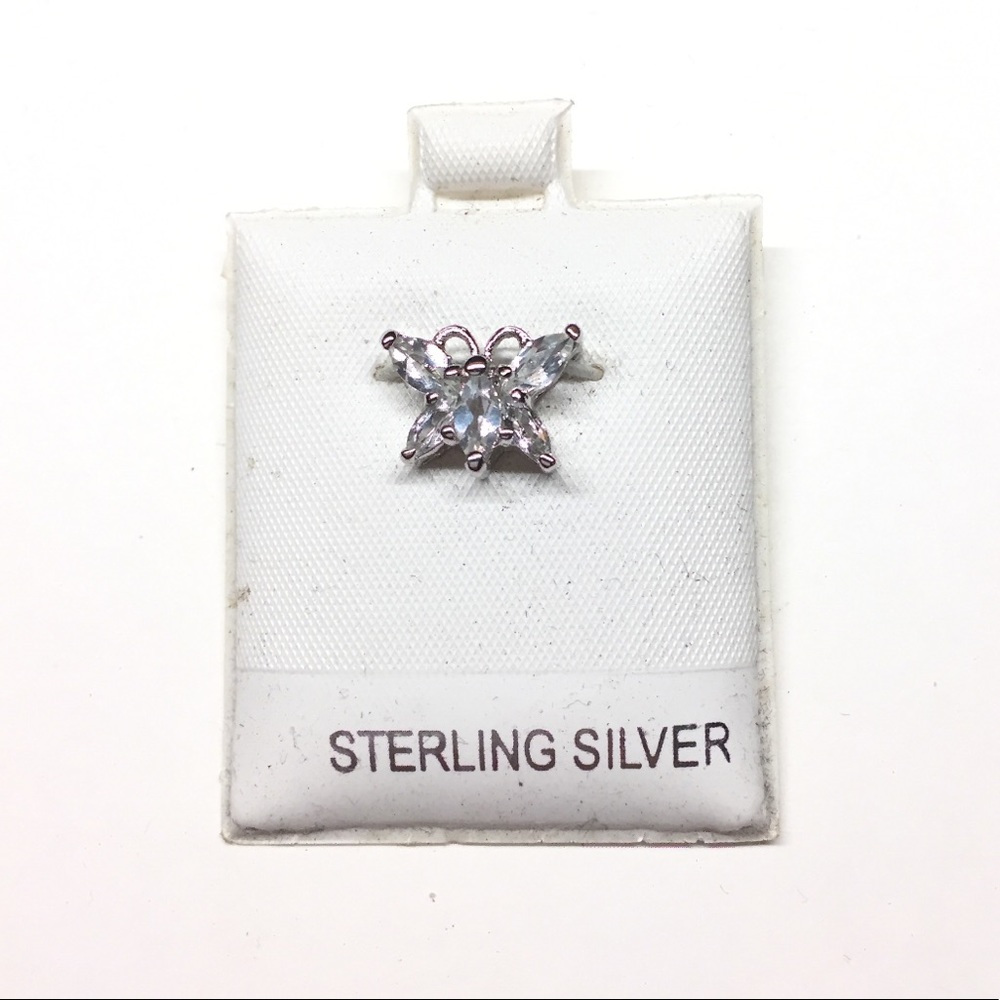 White Topaz butterfly sterling silver pendant